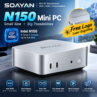 Mini PC Intel N150, double LAN, faible consommation, ordinateur professionnel, écran 4K, Windows 11 Pro, gravure au laser gratuite du logo