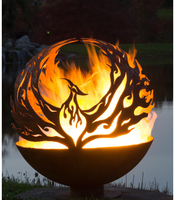 Sphère de feu en acier Corten robuste personnalisé fait à la main sphère creuse décoration Camping feu de camp boule de feu à vendre