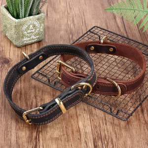 Yüksek kalite dayanıklı özel köpek tasması deri lüks hakiki inek deri köpek tasması köpek tasması küçük orta büyük köpekler için - Product Image 3