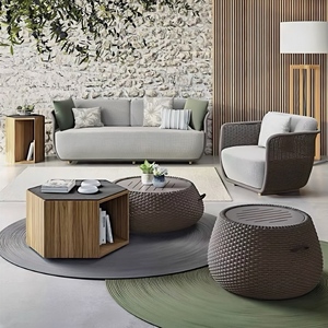Nouvelle Arrivée - Canapé d'Extérieur Modulable en Teck et Rotin Tressé, Étanche, pour <span class=keywords><strong>Salon</strong></span>, Balcon, Terrasse, Hôtel et Jardin - Product Image 3