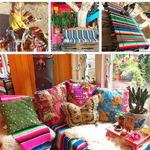 <span class=keywords><strong>Tovaglia</strong></span> Impermeabile in <span class=keywords><strong>Lino</strong></span> e Cotone Stampato a Quadri e Pois, Runner da Tavolo in Tela Grezza a Righe Tinto in Filo Etnico, Fodere per Cuscini - Product Image 4