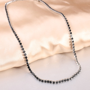 <b>Black</b> Zircon Set Adjustable <b>Choker</b> Necklace Pave Setting Geometric Design For Daily Party Wear - Product Image 1