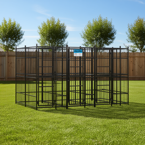 <b>Extra</b> <b>Large</b> Black Powder Coated Steel <b>Dog</b> Kennel Durable Outdoor Pet <b>Cage</b> for <b>Dogs</b> - Product Image 2