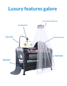 Lit bébé moderne en métal de haute qualité, attachable au grand lit, multifonctionnel, portable, pliable, berceau de chevet pour nouveau-nés, moustiquaire - Product Image 5