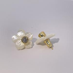 Pendientes de Botón Redondos Elegantes de Latón Chapado en Oro con Circonita Cúbica en Forma de Flor, Estilo Vintage Francés, para Mujer, de Tianyu Gems - Product Image 2