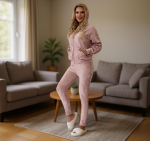 Tuta da Donna in Pile con Cappuccio e Zip, Tinta Unita, Casual, Invernale, con Tasche Laterali, Vestibilità Regolare, in Cotone e Spandex - Product Image 2