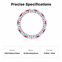 Bague Moissanite Éternité avec Pierres Rouges et Blanches, Cercle Complet à Griffes Partagées, Argent S925, Vente en Gros, OEM, Marque Privée