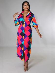 Abito Stile Camicia a Maniche Lunghe Irregolare con Colletto Polo, Trendy e Casual, Tema Spiaggia, Stile Europeo e Americano - Product Image 2