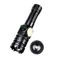 Lampe torche magnétique longue portée, laser blanc, source lumineuse double COB, 9 modes d'éclairage, écran numérique, torche étanche pour l'extérieur