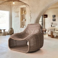 Fauteuil d'extérieur en osier et rotin, incurvé, pour toutes les saisons, meubles de jardin, de Patio, de véranda, siège en osier