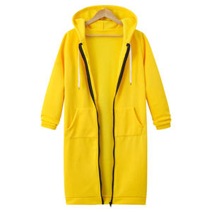 Manteau long à capuche en molleton pour <span class=keywords><strong>femme</strong></span>, style européen et américain, à manches longues, mi-longueur, automne-hiver 2026 - Product Image 4