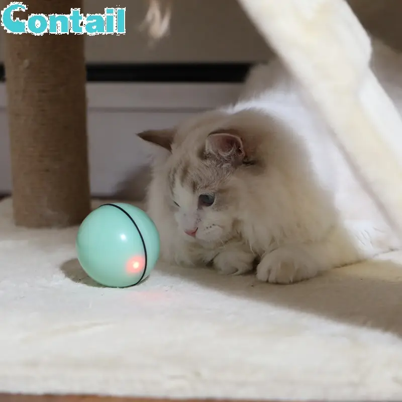 Перезаряжаемая игрушка для домашних животных с самовращающимся шариком, стимуляция охоты, USB интеллектуальная светодиодная Лазерная интерактивная игрушка для кошек, Электрический мяч для кошек