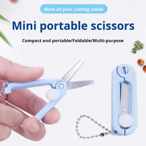 Industrial Simple Mini Portable Foldable Scissors Paper-Cutting <strong>Hand</strong> <strong>Tool</strong> with Round Tip and Retractable Keychain Pendant - Product Image 6