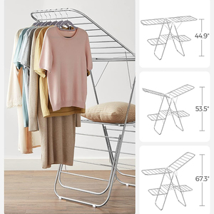 Porte-<span class=keywords><strong>linge</strong></span> pliable à double niveau en acier inoxydable Porte-vêtements mural rétractable pour le rangement et le séchage de la salle de bain - Product Image 3