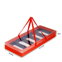 Boîte cadeau portable à 5 compartiments, boîte d'emballage portable multi-grilles avec couvercle transparent