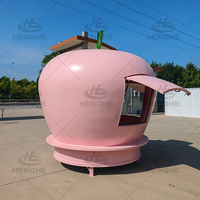 Chariot à Jus et Aliments en Forme de Pomme Mignonne à Double Fenêtre, Couleur Personnalisée, Kiosque Alimentaire Mobile Attrayant pour Fruits Frais et Boissons en Rue