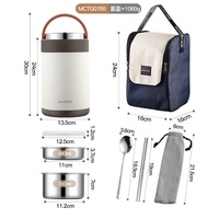 Maxcook 2L Edelstahl Isolierter Speisewärmer Behälter Suppen-Thermoskanne mit Tasche Lunchbox für Warme Mahlzeiten