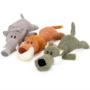 Lying Wolf Plush <b>Pet</b> <b>Toy</b> 33cm Sound-Making <b>Interactive</b> Chew <b>Toy</b> <b>for</b> Dogs - Product Image 3