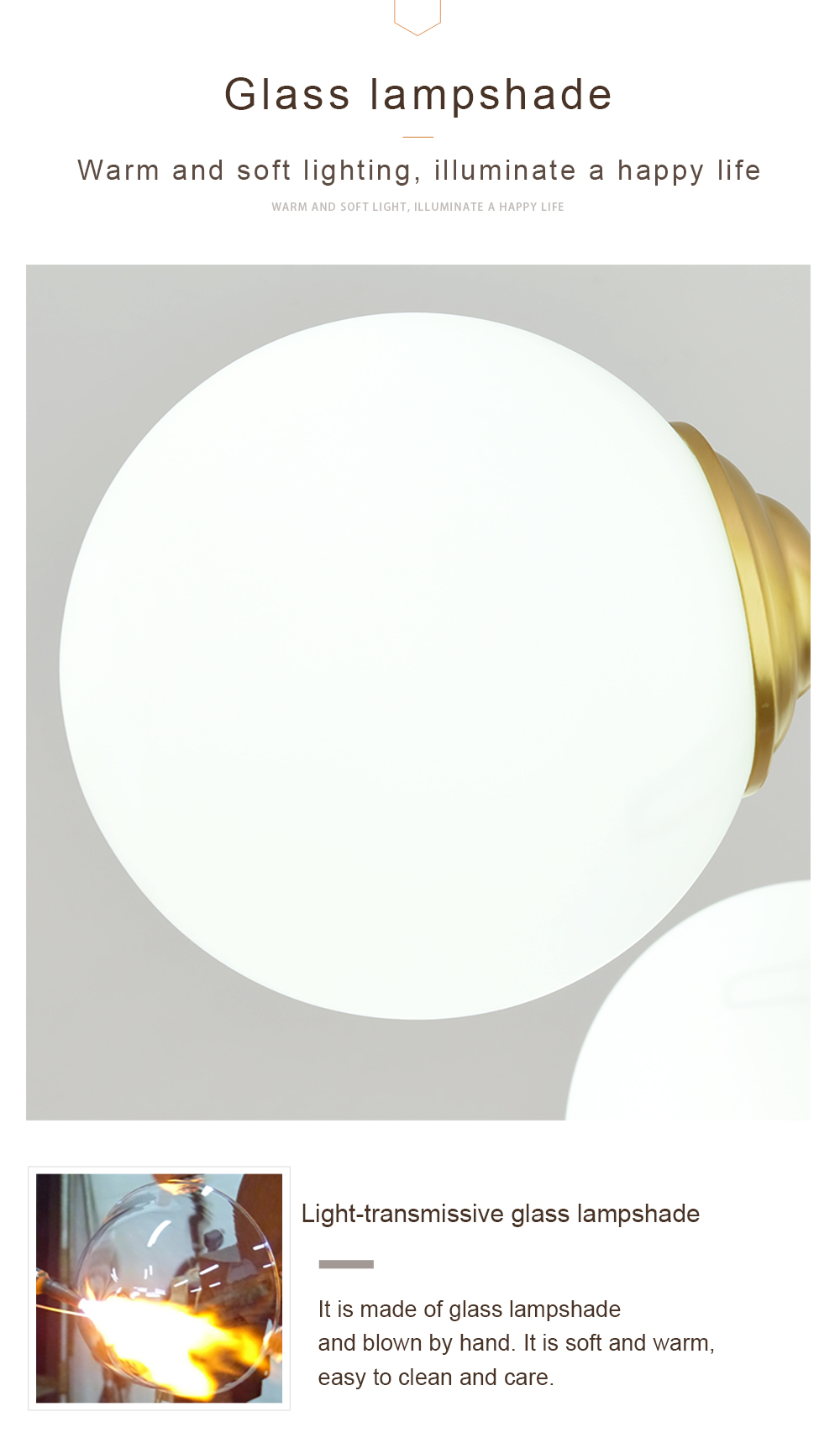 Nordic Design Restaurant Modern Hanging Lamp Milky White Glass Chandelier Brass Hanging Lamp