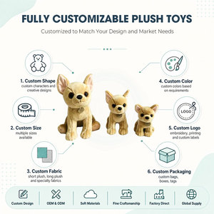 Ensemble de 3 jouets en peluche chiot couleur beige, collection adorable de chiens en peluche, peluche marron chaud pour la décoration de la chambre, fabrication sur mesure en usine - Product Image 2