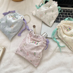 Sozakka Cartoon Bear Drawstring Bag Small Cosmetic Pouch <b>For</b> <b>Makeup</b> Lipstick Travel Bedroom Use - Product Image 2