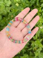 Bracelet extensible en perles de verre colorées, fait main, pour femme, idéal pour l'été et le quotidien, vente en gros