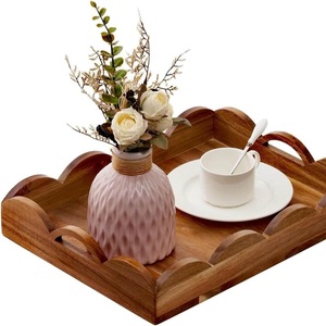 Bandeja de Servir de Madera Estilo Vintage con Asas, Rectangular, Rústica, Decorativa para el Hogar, Madera de Paulownia, Pieza Única - Product Image 1
