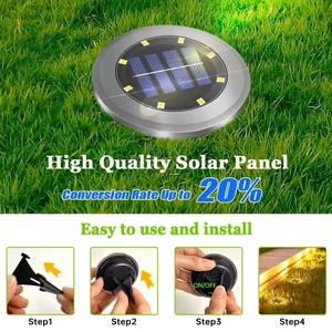 Foco LED Solar <span class=keywords><strong>de</strong></span> Acero Inoxidable IP65, Resistente al Agua, Recargable, para Jardín y Terraza, con Certificación CE y Control por Sensor <span class=keywords><strong>de</strong></span> Botón - Product Image 5