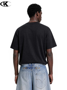 Camiseta YOFA Personalizada para <span class=keywords><strong>Hombre</strong></span>, 100% Algodón, Estilo Vintage, Lavado a la Piedra, Holgada, Informal, de Manga Corta, a la Moda, ODM - Product Image 2