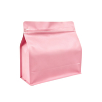 Sachet de café à fond plat avec huit soudures latérales, valve unidirectionnelle et fermeture éclair refermable pour l'emballage de grains de café et d'aliments secs – Vente en gros