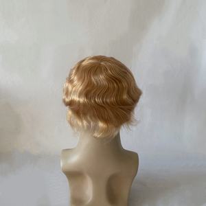 Tupé de Cabello Dorado para <span class=keywords><strong>Hombre</strong></span>, con Encaje Francés Blanqueado en la Parte Delantera y Prótesis de PU, Venta al por Mayor en China, Modelo Q6 # Parche para la Caída del Cabello 22 - Product Image 6