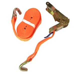100% Polyester Ratchet Straps Tie Down 800kg Tensioner Cargo Lashing Belt With Iron Handle