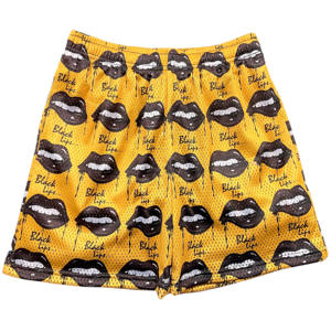 2023 patrón personalizado hombres lujo transpirable doble forro sedoso medio muslo deportes gimnasio peso pesado malla pantalones cortos con bolsillos con cremallera - Product Image 4