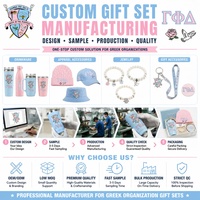 Ensemble cadeau de pochettes et accessoires pour cheveux personnalisés avec logo, or ivoire, lettres grecques, pour sororité universitaire, souvenir de collège