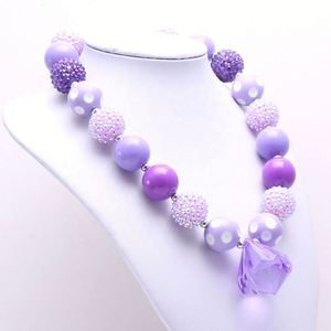 Enfants mignon bijoux enfants à la main acrylique strass perles violet collier de perles princesse fille collier - Product Image 5