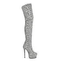 Chaussures de pole dance sexy pour femmes en vente en gros, chaussures à plateforme pour boîte de nuit, talons hauts extrêmes de 16 cm, bottes cuissardes à pois