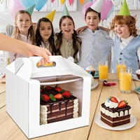 Caja Plegable para Pasteles con Ventana Transparente, Caja de Cartón de Grado Alimenticio para Postres, para Empacar en Bodas y Fiestas de Cumpleaños
