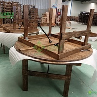 Table de ferme pliante en bois de pin massif pour événements en plein air, banquet rustique pour 10 personnes, mobilier de mariage, durable et élégant