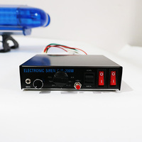 BIAOCHI Nouvelle barre lumineuse d'avertissement LED stroboscopique rouge et bleue de 47 pouces noire CJB avec sirène pour toit de voiture, camion, ambulance, amplificateur 12V et demi-klaxon