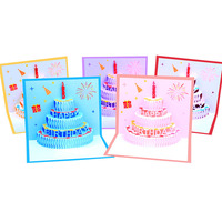 Carte stéréo créative faite à la main couleur joyeux anniversaire gâteau 3D drôle anniversaire voeux Pop Up cartes imprimantes