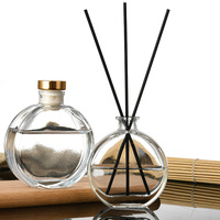 Diffuseur d'arômes en verre plat et rond, vase flottant pour fleurs, bouteille vide pour parfum d'intérieur, bouchon pour parfum d'ambiance