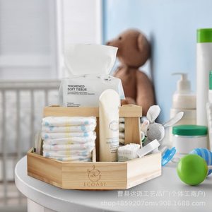 Estante de almacenamiento de pañales de madera para bebés, grande, cuadrado, color madera natural, para organizar artículos de bebé de 0 a 12 meses - Product Image 4