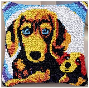 Kits de <span class=keywords><strong>crochet</strong></span> de loquet de coussin pour enfants débutants broderie chat chien taie d'oreiller tapis faisant des Kits latchhookrug cadeaux de noël - Product Image 2