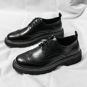 Chaussures habillées rétro pour hommes, style Oxford, en cuir véritable, mocassins décontractés à enfiler, coupe haute, bout rond, grandes tailles, nouveaux styles - Product Image 2