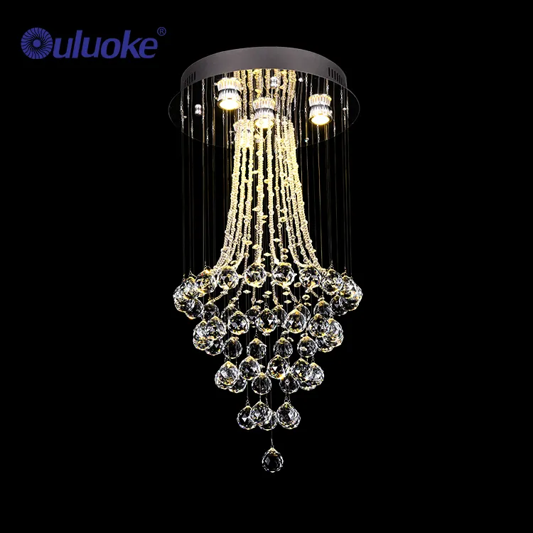 Kleine Business Decoratie Wit Roestvrij Staal Chinese Top K9 Kristallen Hanger Lamp