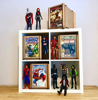 Coffret de rangement pour bandes dessinées en bois avec plexiglas, cadeau idéal pour les collectionneurs de bandes dessinées, boîte de présentation personnalisée en bois pour bandes dessinées