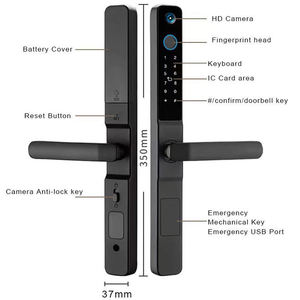 Kunci pintu geser Cerdas Aluminium jembatan rusak luar ruangan tahan air kunci sidik jari pegangan tombol Remote Tuya dengan kamera - Product Image 4
