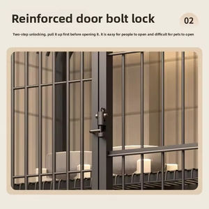 Villa para Gatos, Jaula de Lujo para Cría de Perros y Gatos, Jaula Grande de Madera y Alambre de Hierro para Interiores, Jaula de Exhibición con 3 Plataformas y Cierre Desplegable - Product Image 5