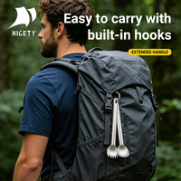 Cuillère et fourchette en titane à long manche de 215 mm, portables, ultralégères, pour survie en extérieur, camping, ustensiles de cuisine – Vente en gros