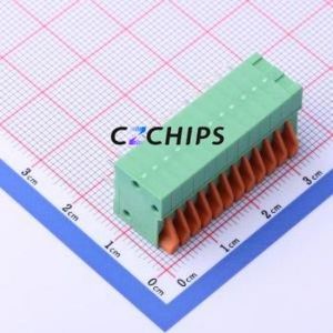 JL141R-25412G01 Spring Terminal Block Bent Lead Through Hole,P=2.54mm Connector 1x12P 2.54mm Green Right Angle Insert - Product Image 2